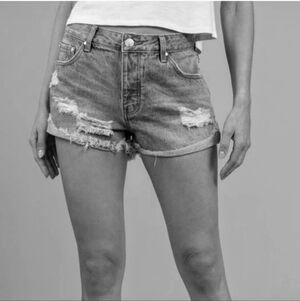 Tobi Mid Rise Ripped Cuffed Denim Shorts 26
